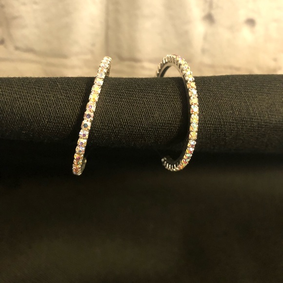 Silver / Multicolored Stones - Loop Earrings - Picture 3 of 7